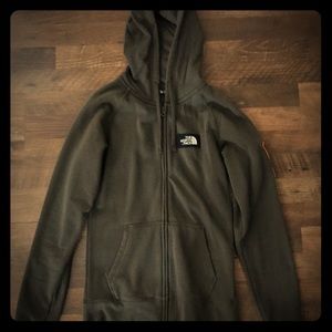 North Face Green Zip Up Hoodie w/ Patches